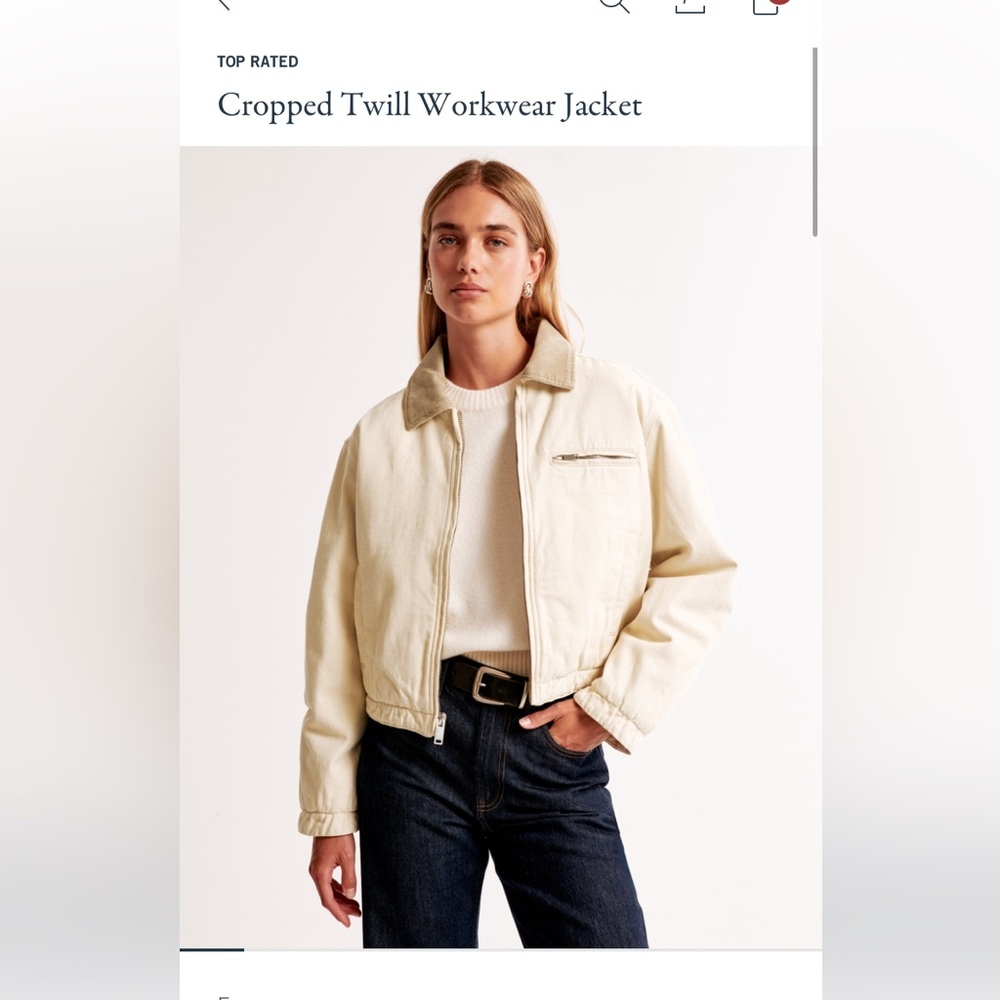NWT Abercrombie Cropped Twill Workwear Jacket